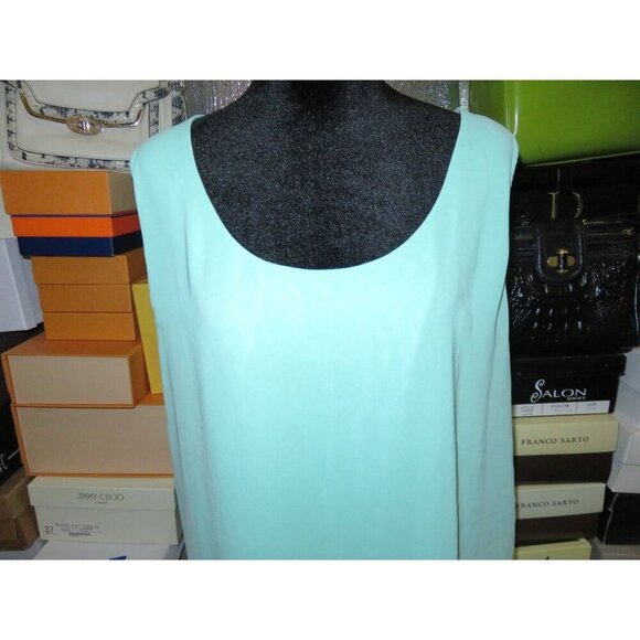 BOGO 4X Plus Size 26/28 Lane Bryant Teal Sleeveles Layered Draping Blouse - Picture 2 of 7